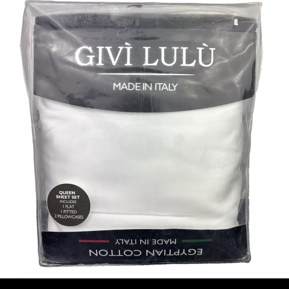 Givi Lulu QUEEN 600TC Sheet Set 100% Cotton Sateen Solid White Egyptian Cotton